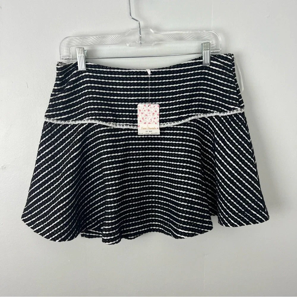Free People NWT Black Comb Striped Mini Skirt